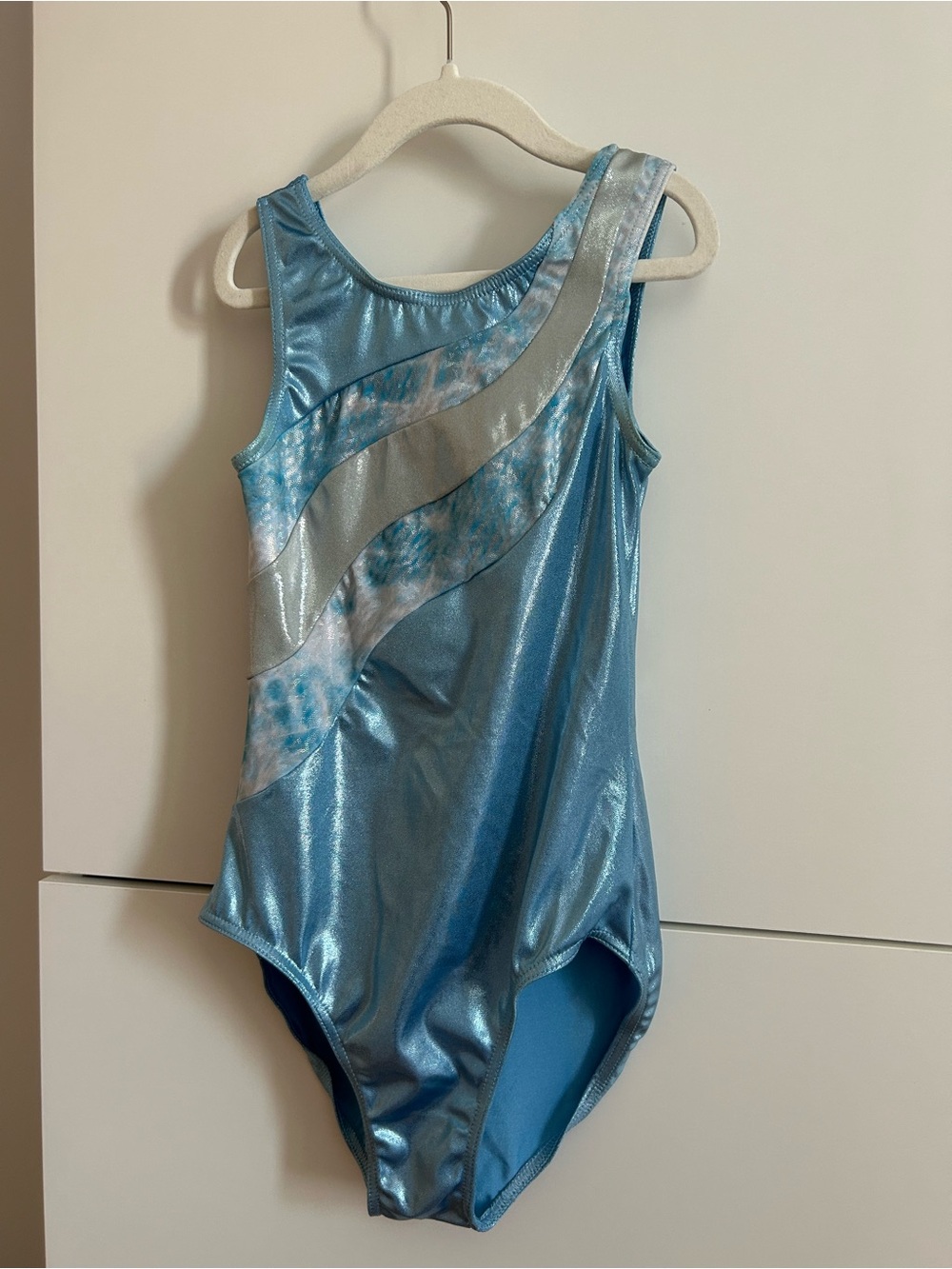 balera Shiny Light Blue and Silver Dance |Gymnastics Leotard - LC